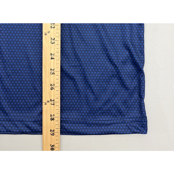 Collars & Co Polo Shirt Mens Large Blue Geometric Performance Golf Dress Collar - Picture 6 of 8